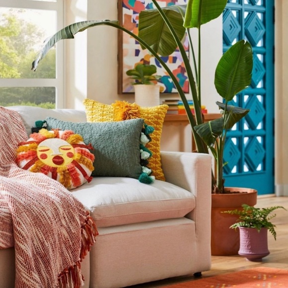 Opalhouse Jungalow Fringe and Embroidered Sun Round Throw Pillow 16" NWT - Picture 2 of 5